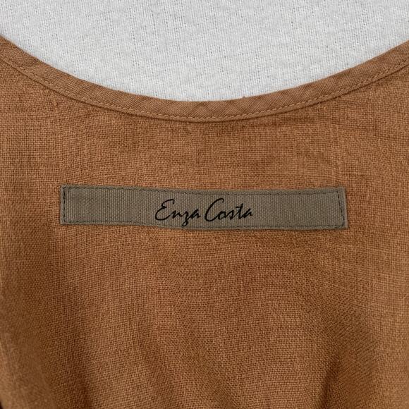 ENZA COSTA Linen Crop Tank Bra Top Womens XS Brown Layering Minimal Revolve NEW - Picture 8 of 13